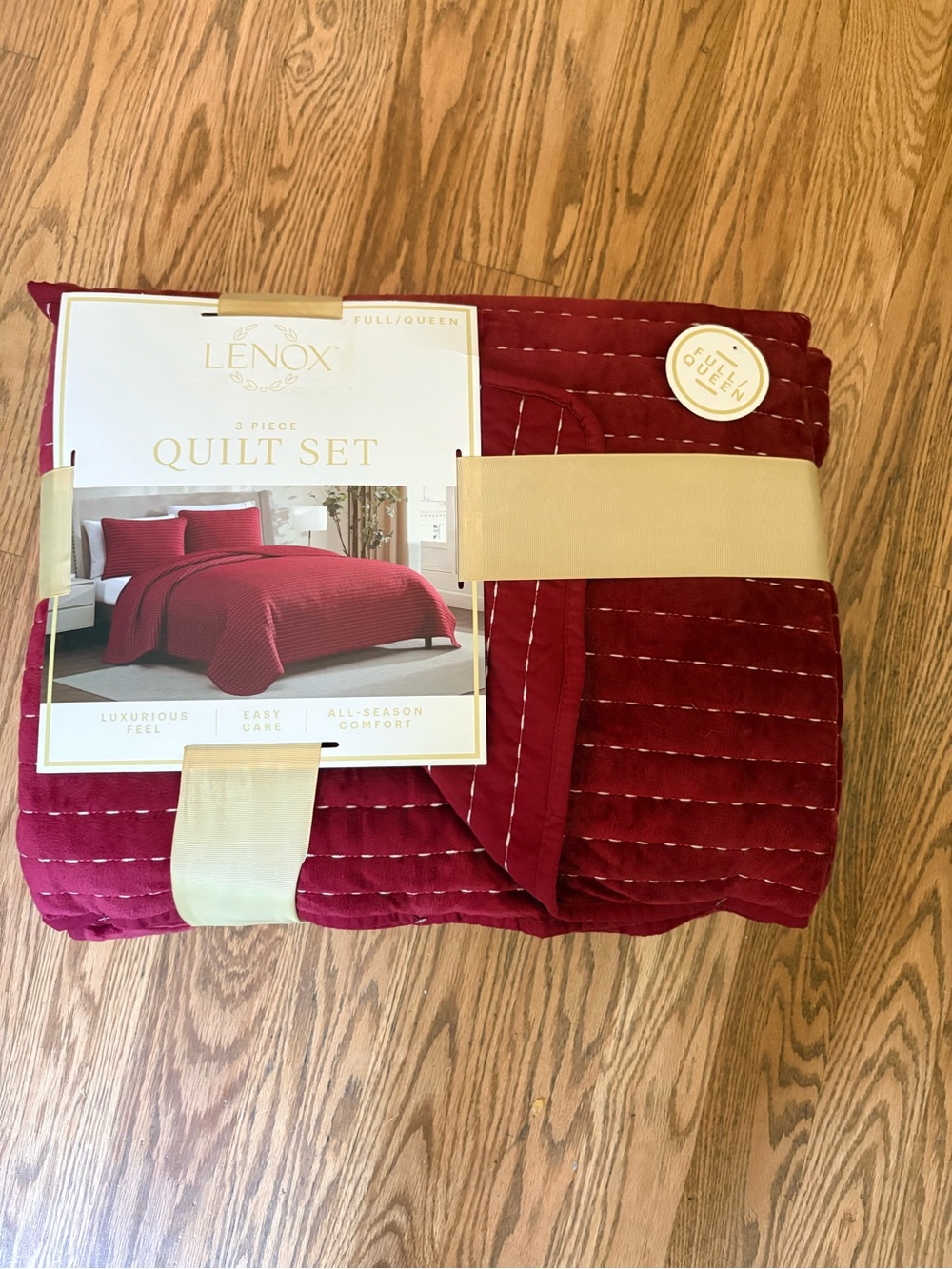 Lenox Burgundy Red 3-Piece Quilted Bedspread Set